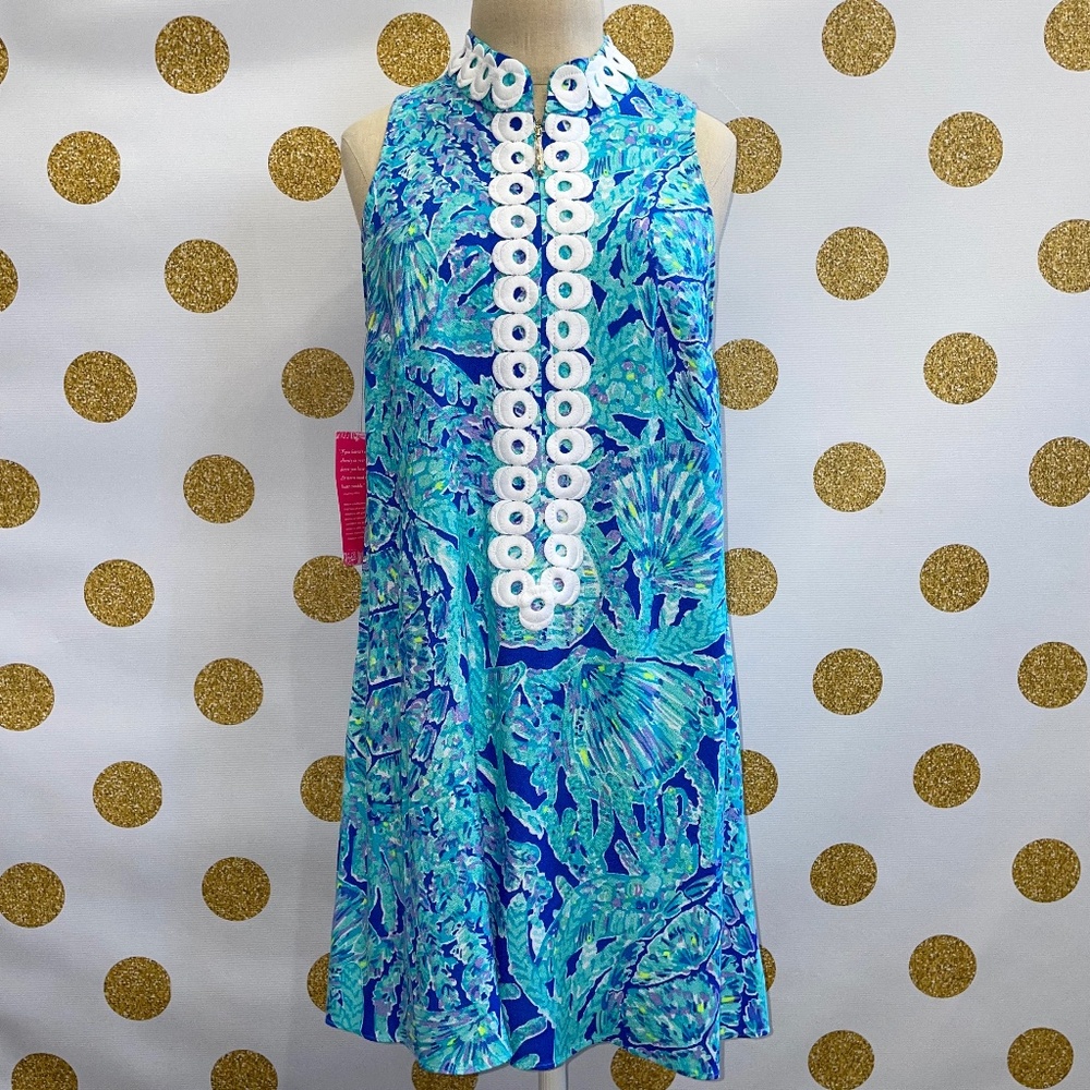 HTF Lilly Pulitzer Jane Shift Capri Teal Pop Up Tortuga Time, Size 4, NWT - Picture 1 of 9